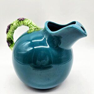 Dept 56 Cheryl Johnson Teal Blue Ball Pitcher Vintage Boho Glam Floral Rare